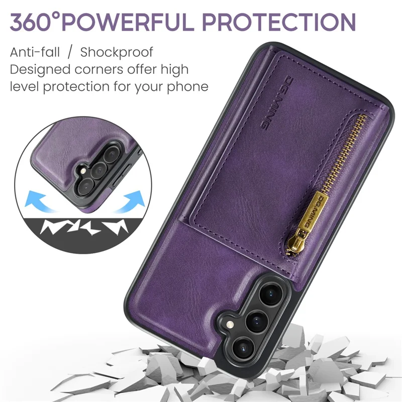 DG.MING M5 Series For Samsung Galaxy S23 FE Phone Case Magnetic Wallet Protective Cover - Purple