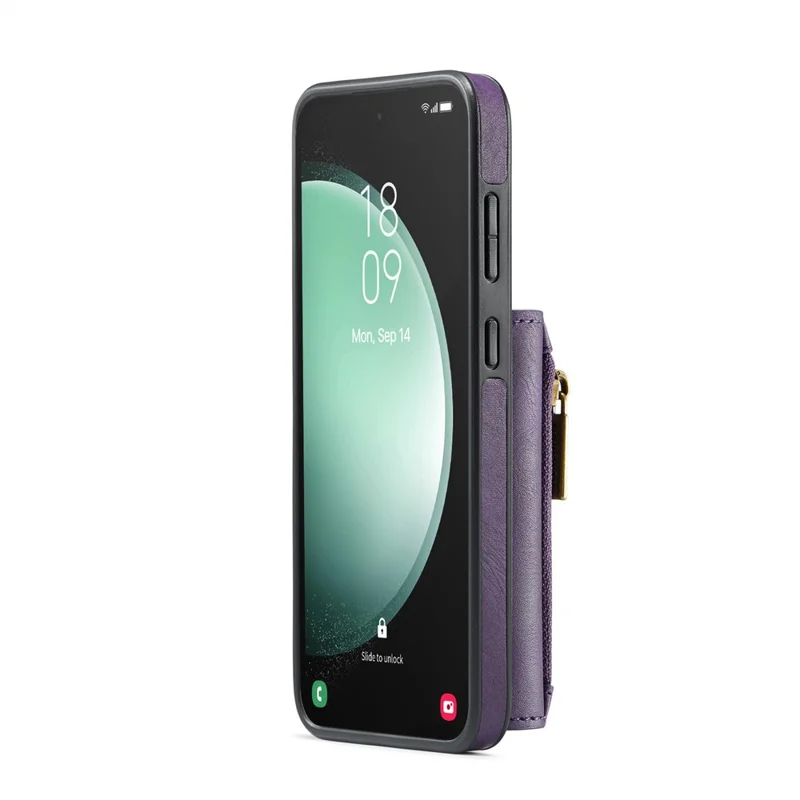 DG.MING M5 Series For Samsung Galaxy S23 FE Phone Case Magnetic Wallet Protective Cover - Purple