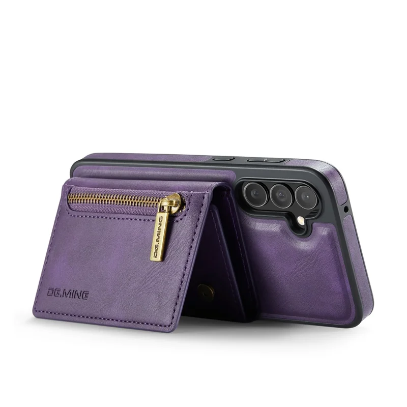 DG.MING M5 Series For Samsung Galaxy S23 FE Phone Case Magnetic Wallet Protective Cover - Purple