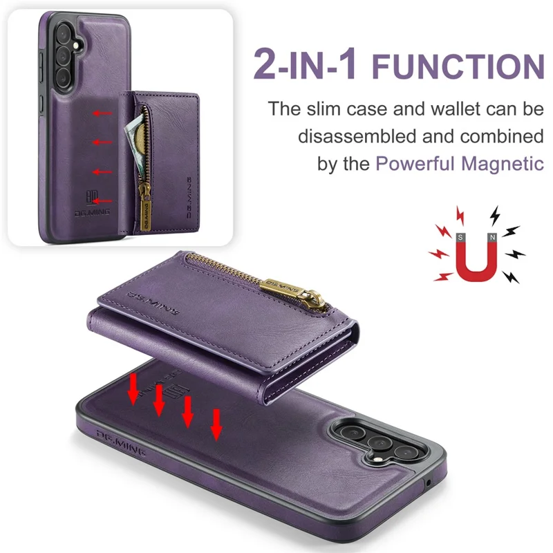 DG.MING M5 Series For Samsung Galaxy S23 FE Phone Case Magnetic Wallet Protective Cover - Purple
