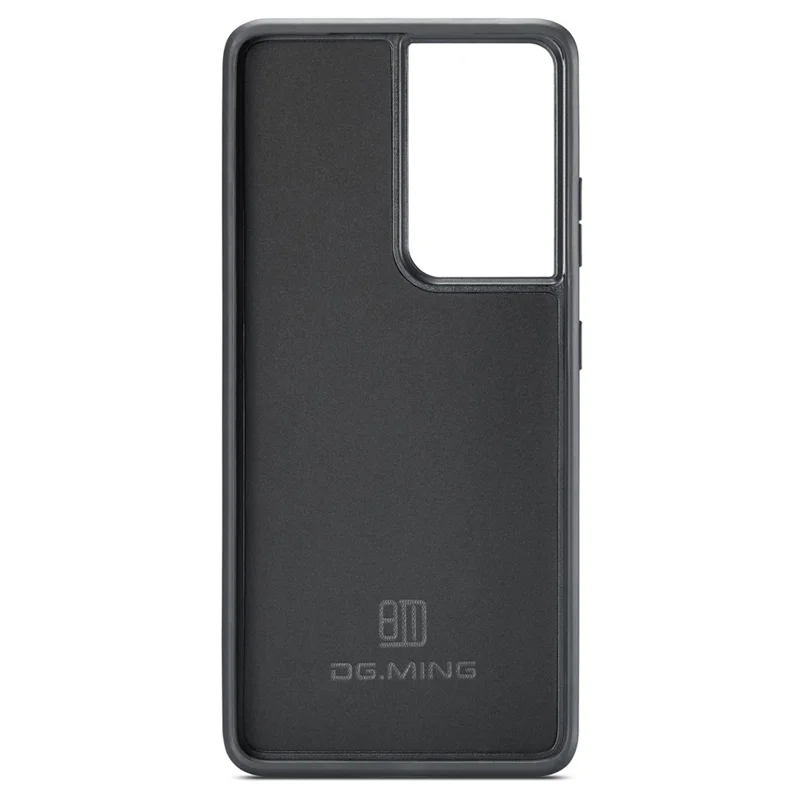 DG.MING For Samsung Galaxy S21 Ultra 5G Phone Case Leather Coated PC+TPU Shell Cover - Black