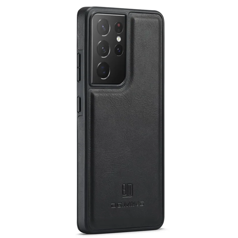 DG.MING For Samsung Galaxy S21 Ultra 5G Phone Case Leather Coated PC+TPU Shell Cover - Black