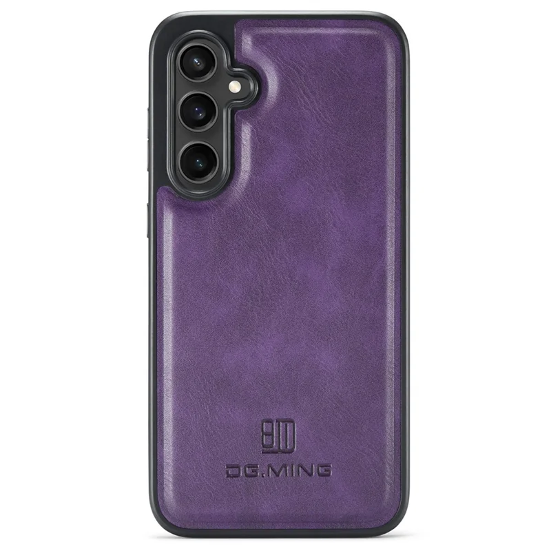 DG.MING For Samsung Galaxy S23 FE PU Leather Coating Cover Shockproof Phone Back Case - Purple