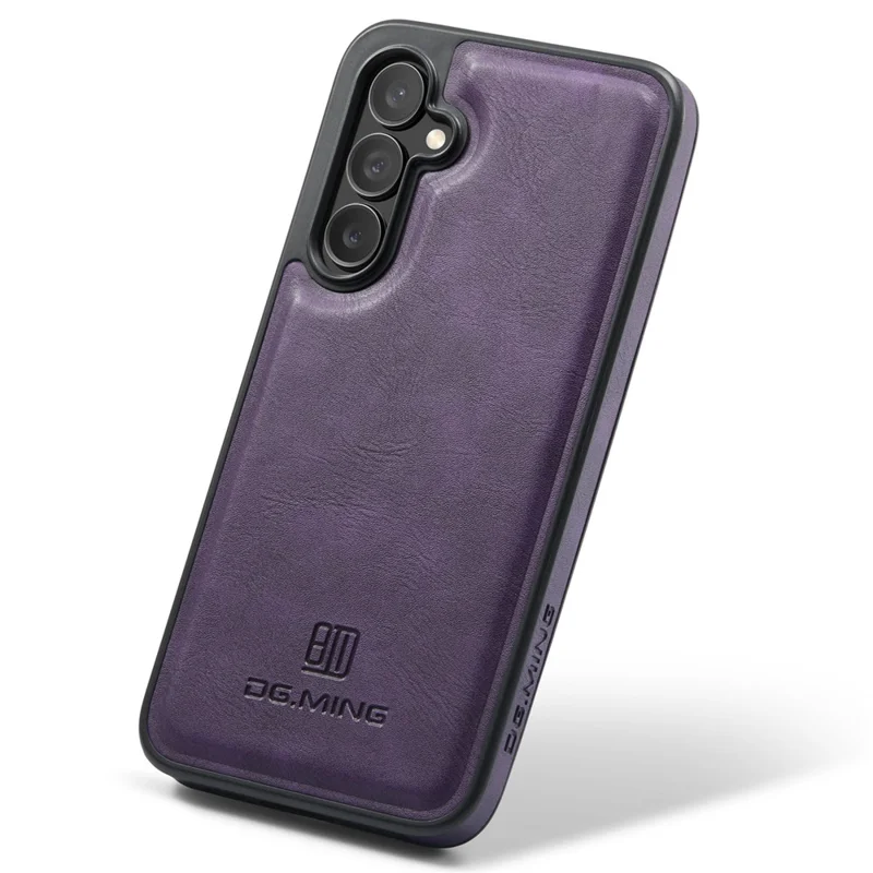 DG.MING For Samsung Galaxy S23 FE PU Leather Coating Cover Shockproof Phone Back Case - Purple