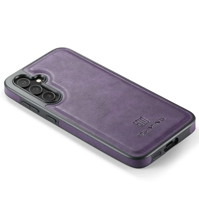 DG.MING For Samsung Galaxy S23 FE PU Leather Coating Cover Shockproof Phone Back Case - Purple