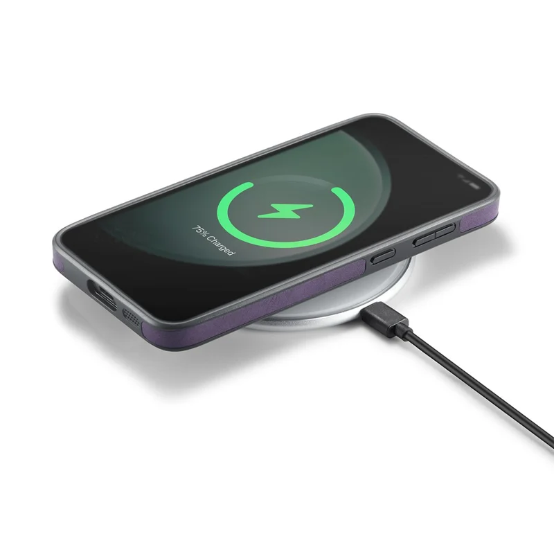 DG.MING For Samsung Galaxy S23 FE PU Leather Coating Cover Shockproof Phone Back Case - Purple