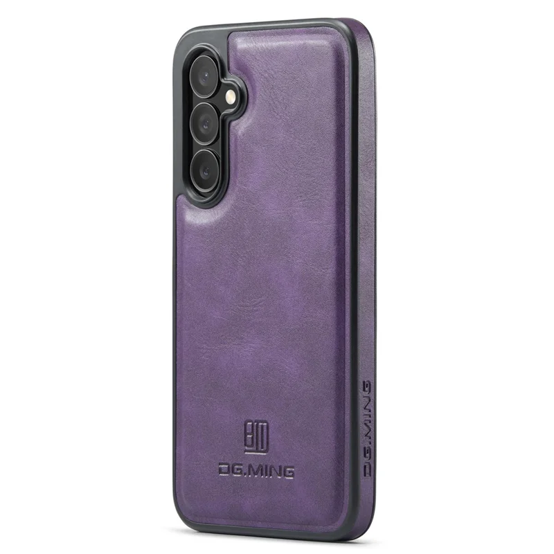 DG.MING For Samsung Galaxy S23 FE PU Leather Coating Cover Shockproof Phone Back Case - Purple