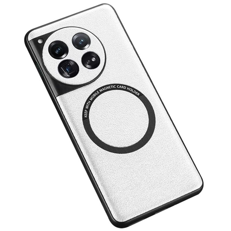 Fodral för OnePlus 12 5G PU-läder+TPU bakplatta Kompatibel med MagSafe - Vit