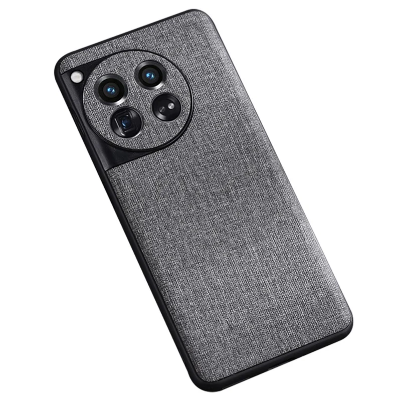 For OnePlus 12 5G Phone Case Shockproof Cloth+Hard PC Cell Phone Back Cover - Grey