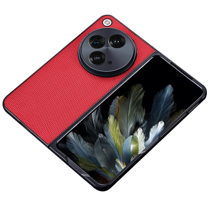 For OnePlus Open Back Case Anti-fingerprint Nylon TPU Phone Protective Cover - Red