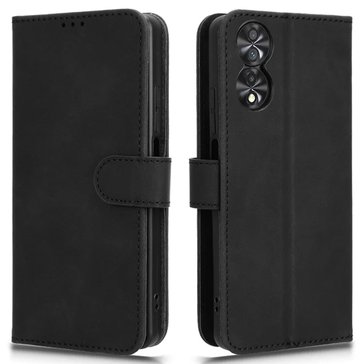 Для TCL 40 Nxtpaper Кожаный чехол Skin-Touch PU Leather Phone Cover Wallet Stand - Черный