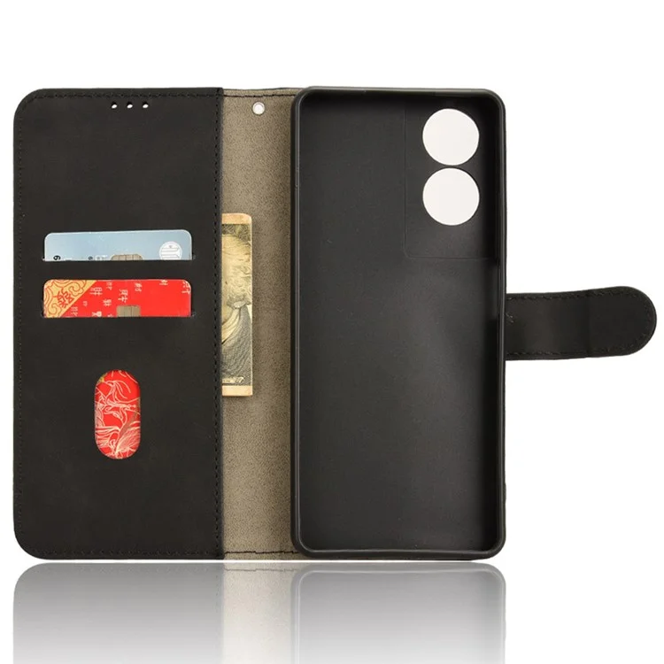 Для TCL 40 Nxtpaper Кожаный чехол Skin-Touch PU Leather Phone Cover Wallet Stand - Черный