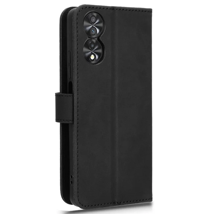 Для TCL 40 Nxtpaper Кожаный чехол Skin-Touch PU Leather Phone Cover Wallet Stand - Черный