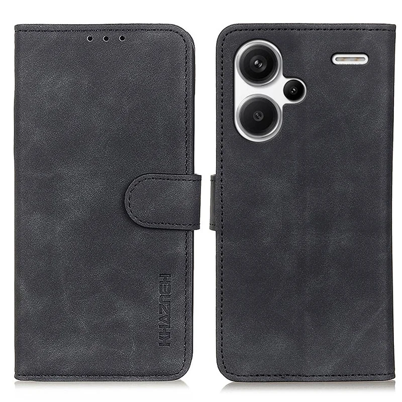 KHAZNEH Per Xiaomi Redmi Note 13 Pro+ 5G Stand Case Custodia in Pelle PU Retro Copertina per Telefono Cellulare - Nero