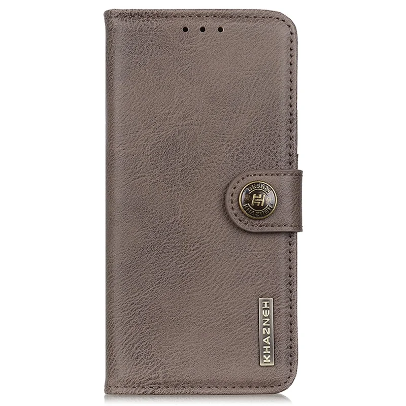 KHAZNEH For Xiaomi Redmi Note 13 Pro+ 5G Cell Phone Cases Cowhide Texture Stand Wallet Cover - Khaki