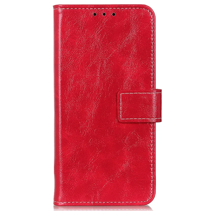For Xiaomi Redmi Note 13 Pro+ 5G Cell Phone Case PU Leather Crazy Horse Texture Wallet Cover - Red
