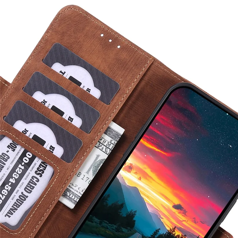 ABEEL For Xiaomi Redmi Note 13 Pro+ 5G Cell Phone Case PU Leather Wallet Vintage Flip Cover - Brown