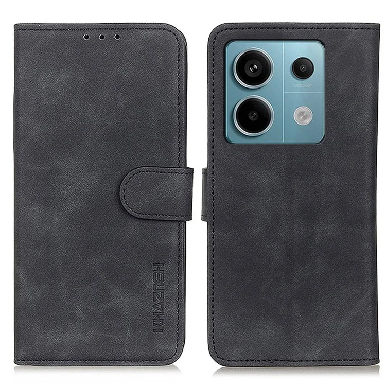 KHAZNEH для Xiaomi Redmi Note 13 Pro 5G / Poco X6 5G Чехол Retro PU Leather Чехол для сотового телефона - Черный