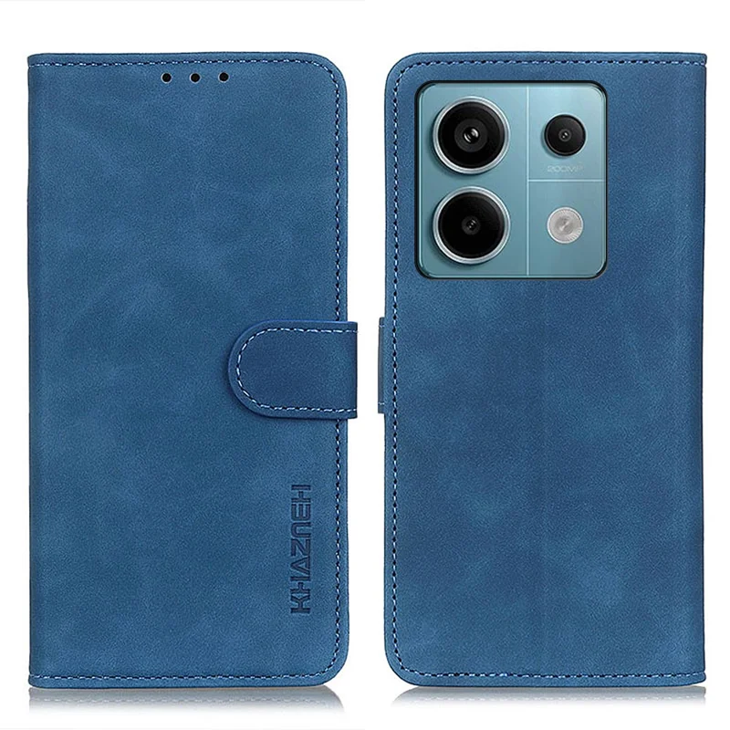 KHAZNEH For Xiaomi Redmi Note 13 Pro 5G / Poco X6 5G Case Retro PU Leather Cell Phone Cover - Blue