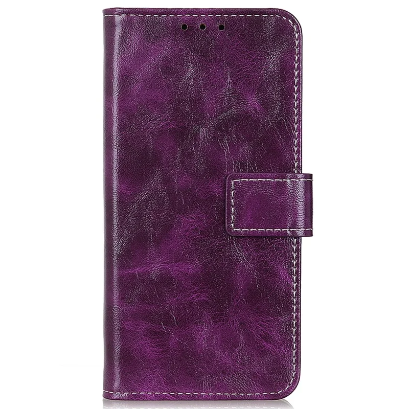 For Xiaomi Redmi Note 13 Pro 5G / Poco X6 5G Cell Phone Case Folio Flip Crazy Horse Texture Leather Cover - Purple