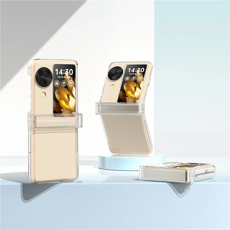 Para Oppo Find N3 Flip 5G Capa de Telefone Transparente de PC Proteção de Dobradiça