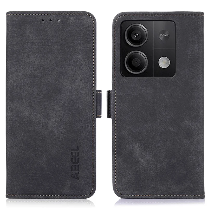 ABEEL For Xiaomi Redmi Note 13 5G Case Retro PU Leather Wallet Flip Phone Protector - Black