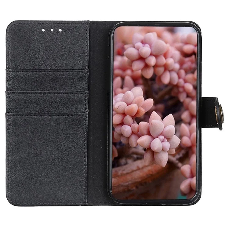 KHAZNEH Pour Xiaomi Redmi Note 13 5G Cowhide Texture Case Leather Phone Wallet Cover - Noir