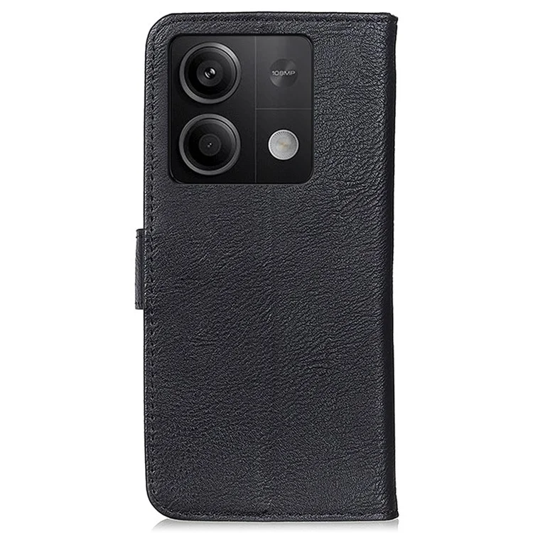 KHAZNEH Pour Xiaomi Redmi Note 13 5G Cowhide Texture Case Leather Phone Wallet Cover - Noir