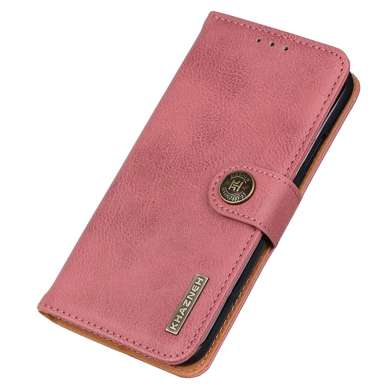 KHAZNEH For Xiaomi Redmi Note 13 5G Cowhide Texture Case Leather Phone Wallet Cover - Pink
