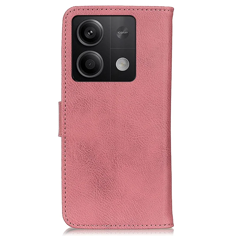 KHAZNEH For Xiaomi Redmi Note 13 5G Cowhide Texture Case Leather Phone Wallet Cover - Pink