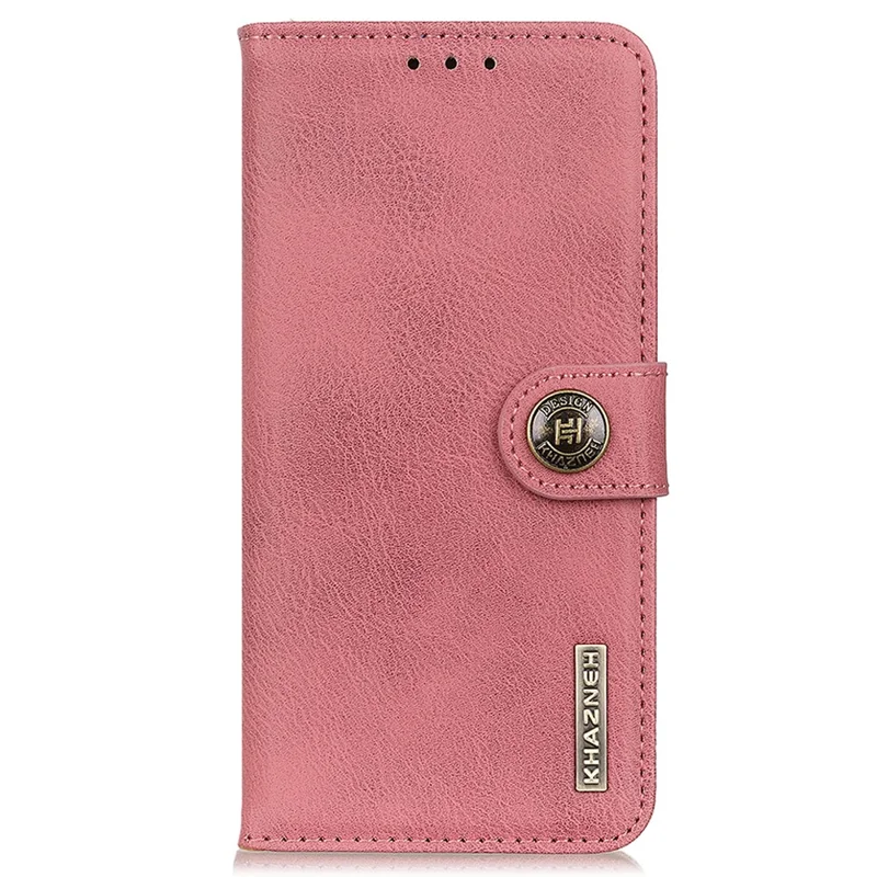 KHAZNEH For Xiaomi Redmi Note 13 5G Cowhide Texture Case Leather Phone Wallet Cover - Pink