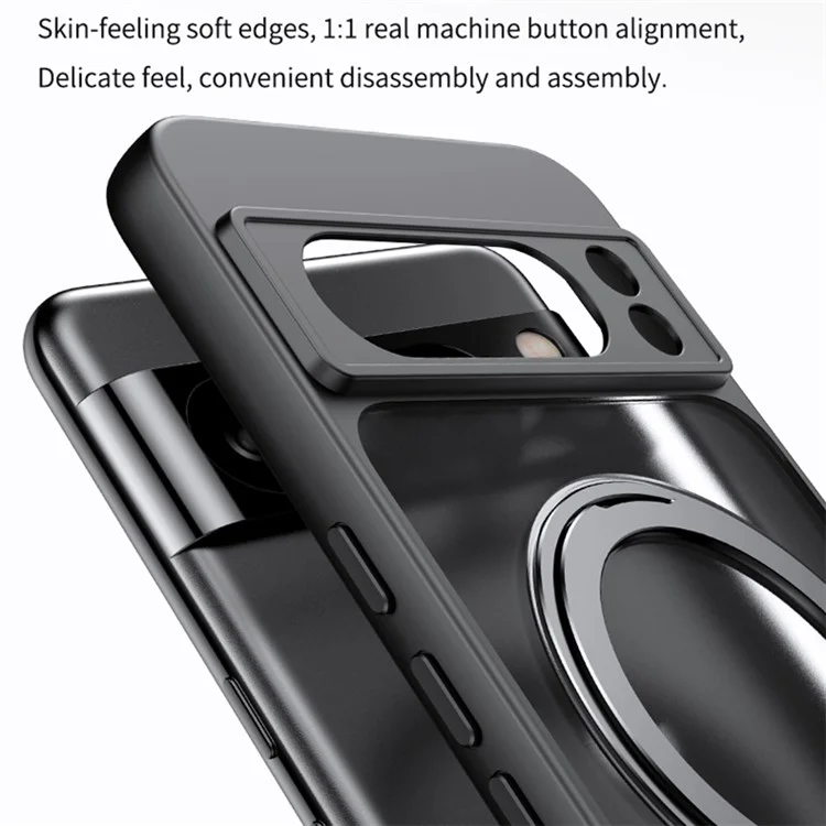 Para Caso Google Pixel 8a Compatível com MagSafe TPU+Capa de Telefone Acrílica com Suporte para Anel - Transparente