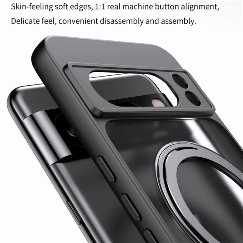 For Google Pixel 8 Pro Case Magnetic Case Ring Kickstand TPU+Acrylic Back Cover - Transparent