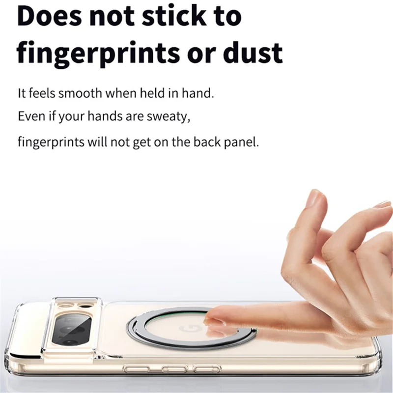 For Google Pixel 8 Pro Case Magnetic Case Ring Kickstand TPU+Acrylic Back Cover - Transparent