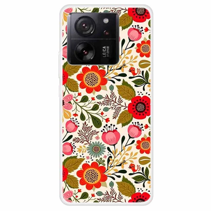 For Xiaomi 13T  /  13T Pro  /  Redmi K60 Ultra TPU Case Pattern Printing Phone Protective Cover - Colorful Flowers