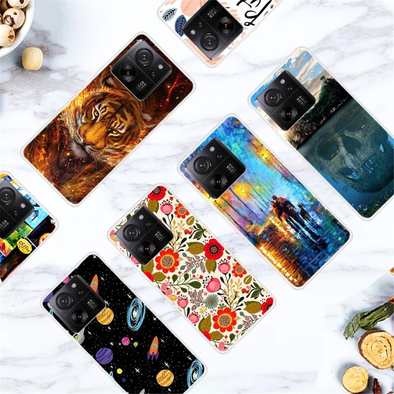 For Xiaomi 13T  /  13T Pro  /  Redmi K60 Ultra TPU Case Pattern Printing Phone Protective Cover - Colorful Flowers