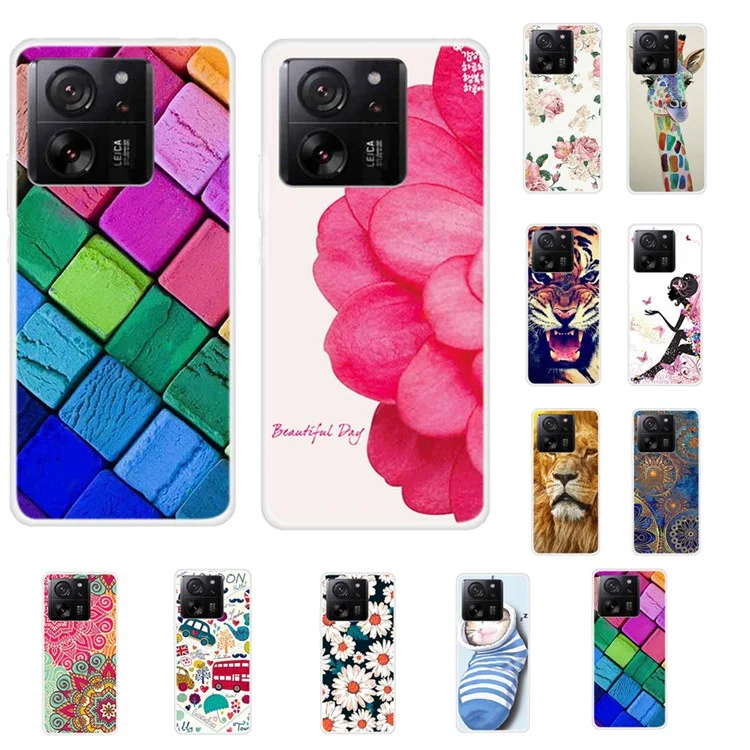 For Xiaomi Redmi K60 Ultra  /  13T  /  13T Pro TPU Case Pattern Printing Phone Back Cover - Flowers
