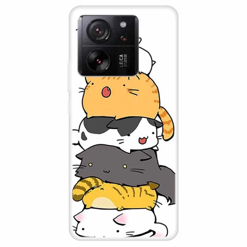 For Xiaomi Redmi K60 Ultra  /  13T  /  13T Pro Case Pattern Printing Soft TPU Phone Protective Cover - Stacked Cat