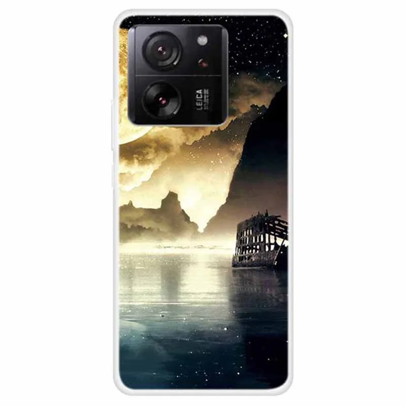 For Xiaomi Redmi K60 Ultra  /  13T  /  13T Pro Case Pattern Printing Soft TPU Phone Protective Cover - Moonlight Lakeside