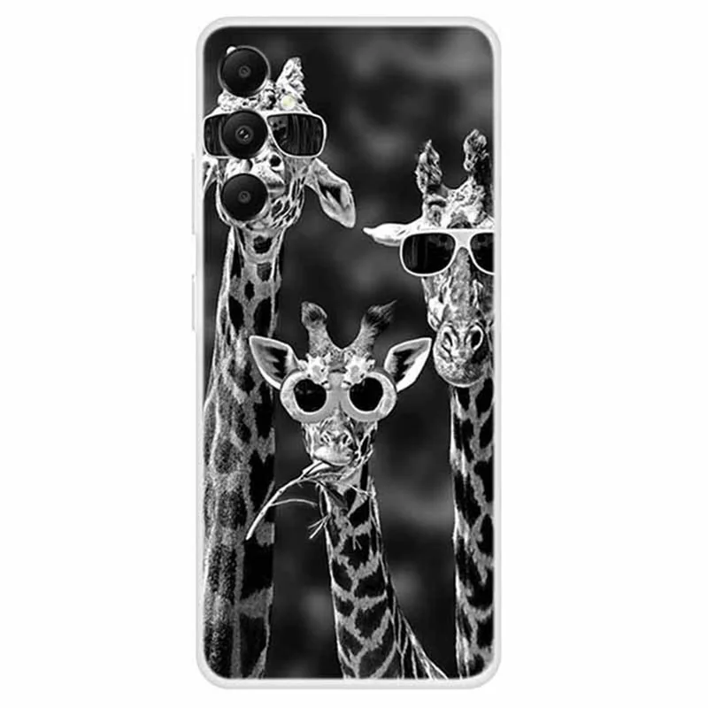 For Samsung Galaxy A05s 4G Back Case Drop-proof TPU Cell Phone Cover with Pattern Printing - Sunglasses Giraffes