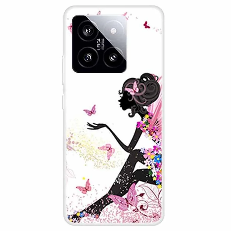 For Xiaomi 14 Case Pattern Printing Slim Anti-driop TPU Phone Protective Cover - Girl