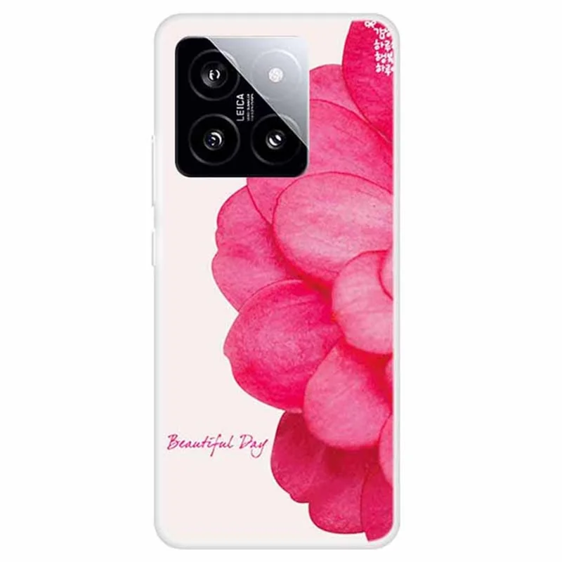 For Xiaomi 14 Case Pattern Printing Slim Anti-driop TPU Phone Protective Cover - Pink Flower