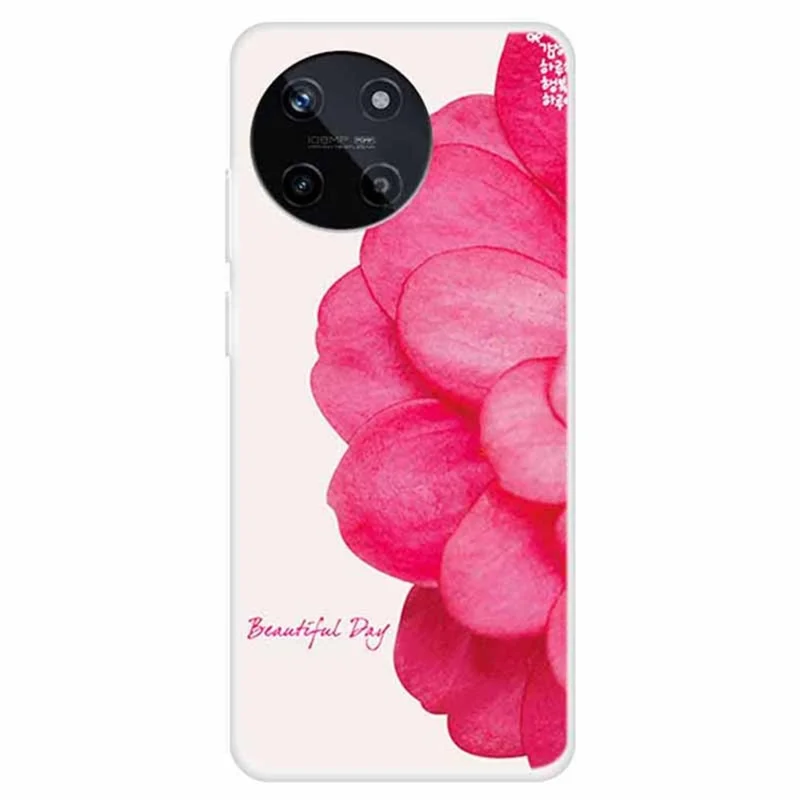 For Realme 11 4G (159.9x73.3x7.95mm) Case Pattern Printing TPU Mobile Phone Protective Cover Case - Pink Flower