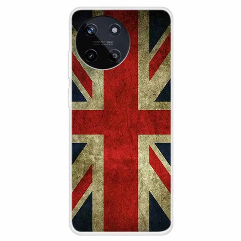 For Realme 11 4G (159.9x73.3x7.95mm) Case Pattern Printing TPU Mobile Phone Protective Cover Case - UK Flag