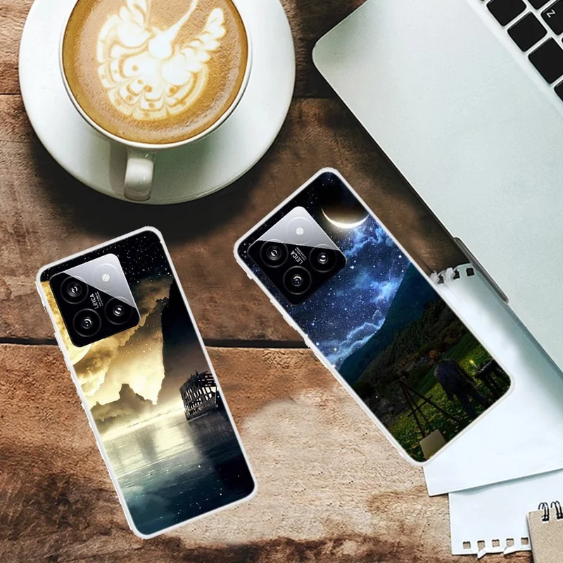 For Xiaomi 14 TPU Case Anti-drop Pattern Printing Phone Protective Back Cover - Wow