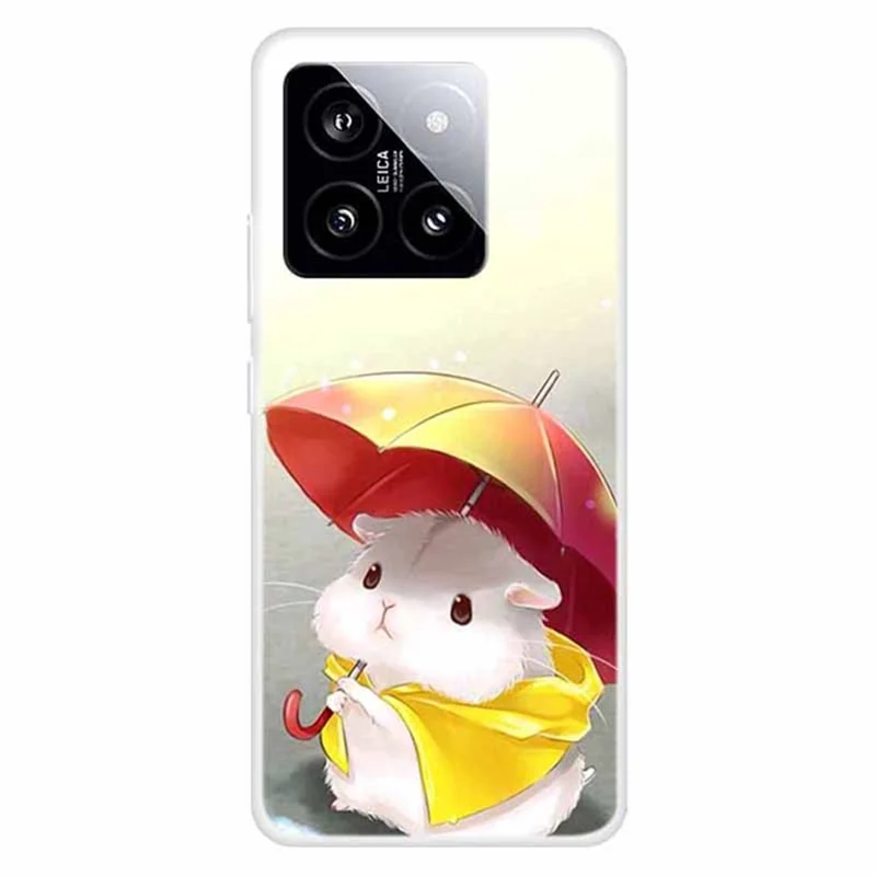 For Xiaomi 14 TPU Case Anti-drop Pattern Printing Phone Protective Back Cover - Umbrella Squirrel