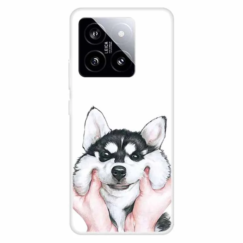 For Xiaomi 14 TPU Case Anti-drop Pattern Printing Phone Protective Back Cover - Husky