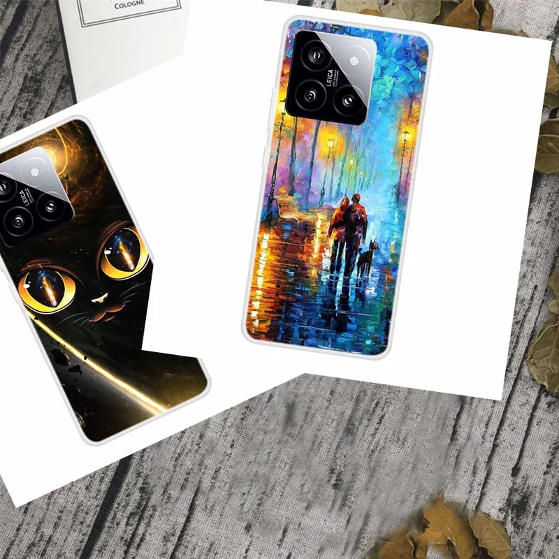 For Xiaomi 14 TPU Cover Pattern Printing Anti-scratch Mobile Phone Case Protector - Butterfly Flower