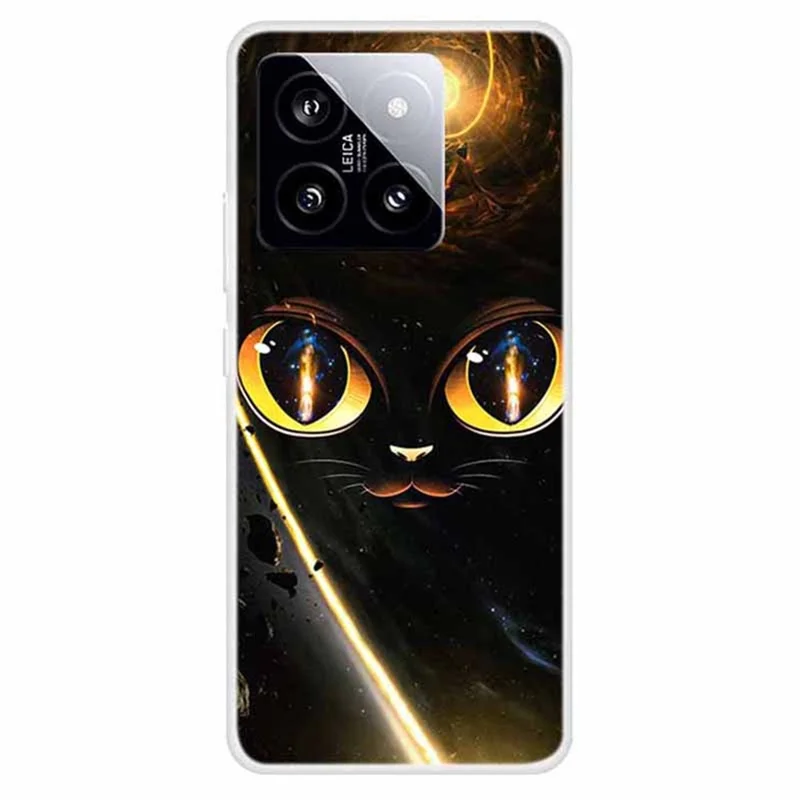 For Xiaomi 14 TPU Cover Pattern Printing Anti-scratch Mobile Phone Case Protector - Cat Eyes