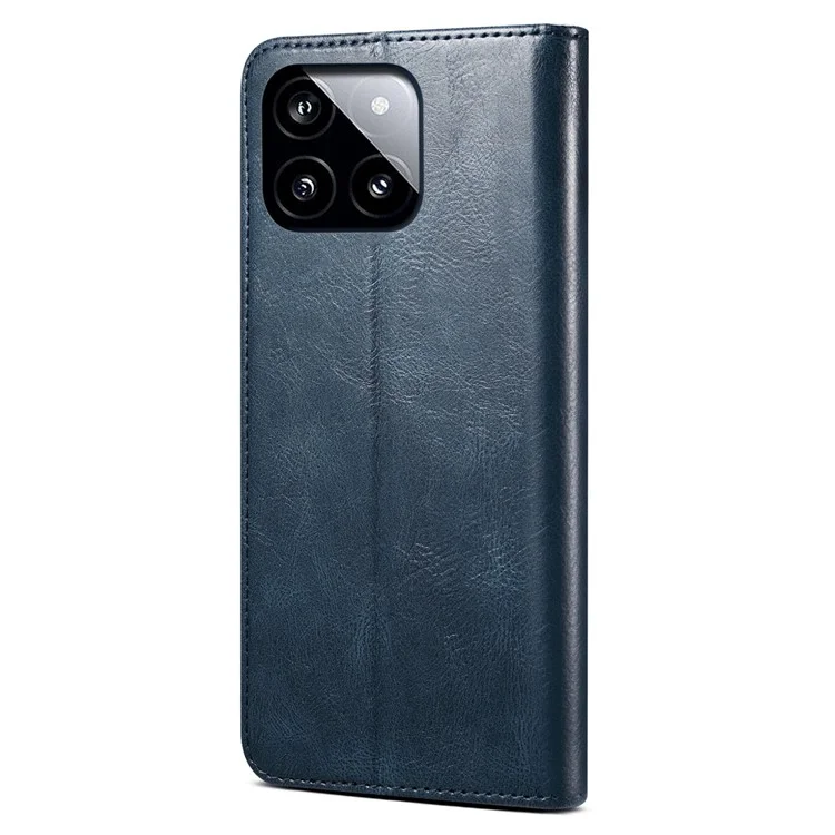 Para Xiaomi Redmi K70E 5G / Poco X6 Pro 5G Funda de Piel Tipo Cartera Textura de Caballo Loco Encerado - Azul